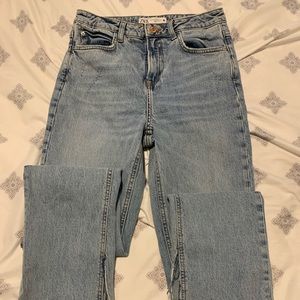 Zara blue wash split leg jeans
